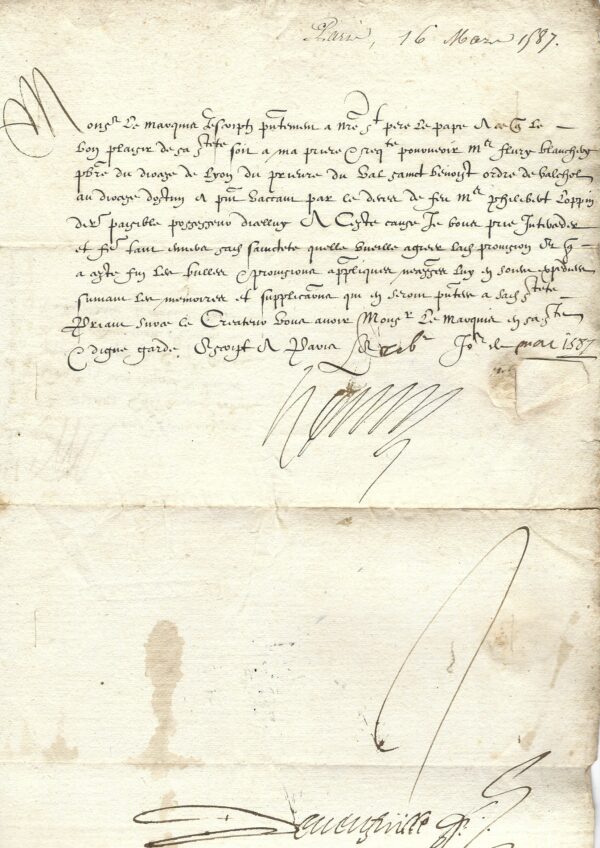 Henri III s'adresse au pape pour le prieuré du Val Saint-Benoit.