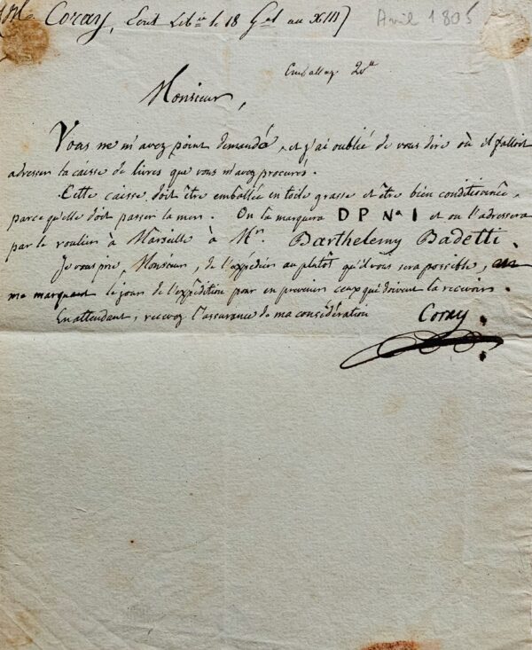Le patriote grec Adamantios Coray (Koraïs) donne ses instructions à Firmin Didot