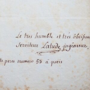 Latude raconte ses déboires au Roi de Prusse.