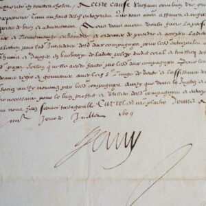 Rare lettre d'Henri IV sur la pêche du corail dans les royaumes de Tunis et d'Alger.