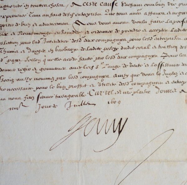 Rare lettre d'Henri IV sur la pêche du corail dans les royaumes de Tunis et d'Alger.