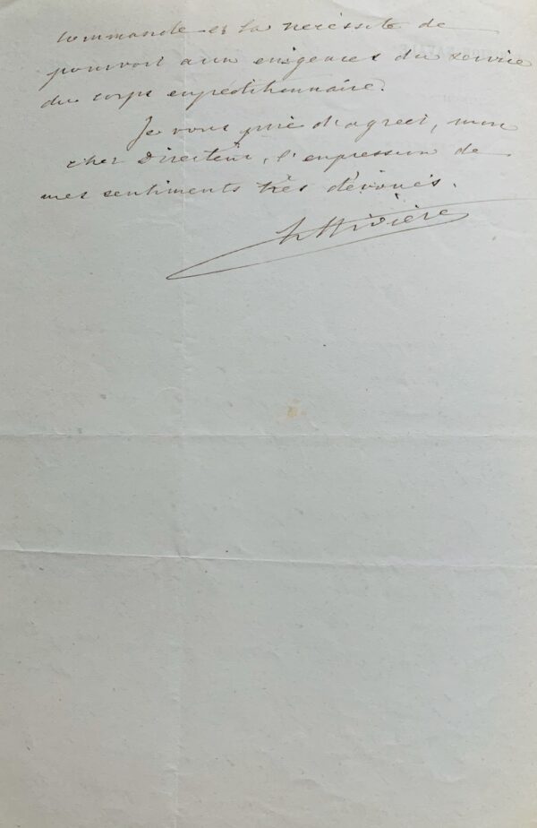 Lettre d'Hanoï du commandant Henri Rivière, deux mois avant sa mort