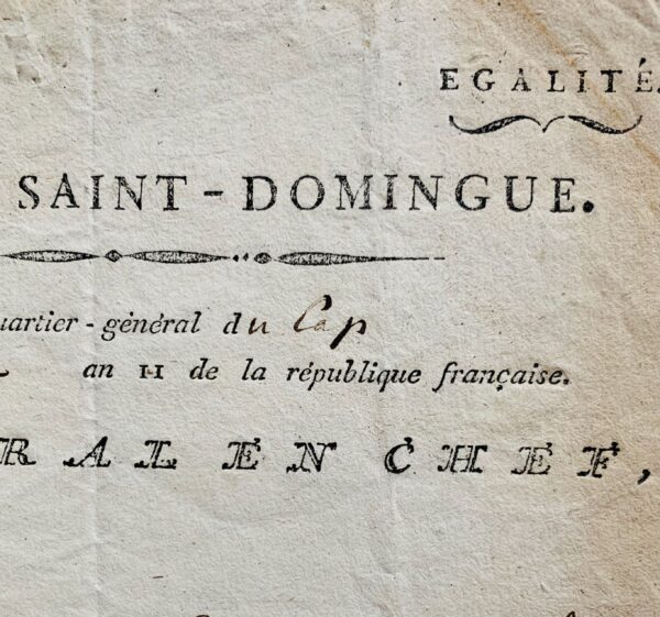 A la tête de l'Armée de Saint-Domingue, Donatien de Rochambeau donne ses instructions