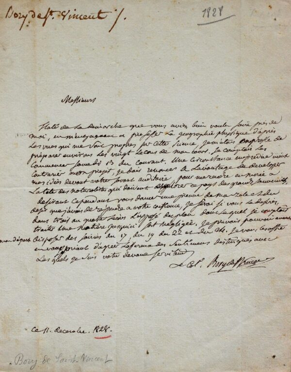 Bory de Saint-Vincent part pour la Morée à la tête d'une expédition naturaliste.