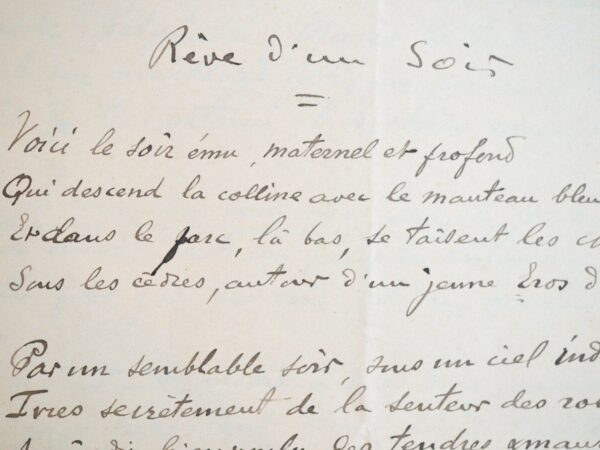 Poème autographe d'Ernest Gaubert pour la revue La Plume.