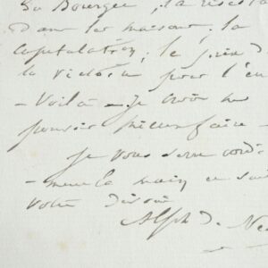 Belle lettre d'Alphonse de Neuville sur son travail d'illustration d'un livre sur la guerre.