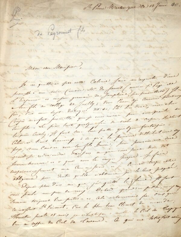 Témoignage sur la situation de l'esclavage en Martinique à la veille de l'abolition.