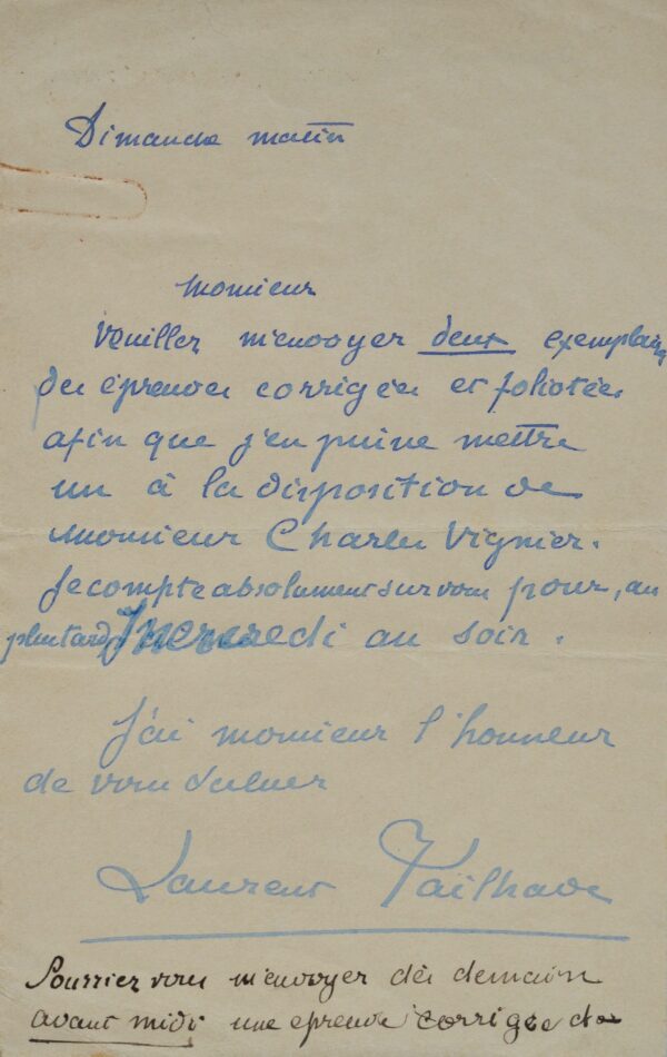 De la prison de la Santé, Laurent Tailhade dirige l'impression de son livre.