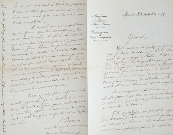 Ernest Renan recense les inscriptions phéniciennes de Malte pour le Corpus Inscriptionum Semiticarum.