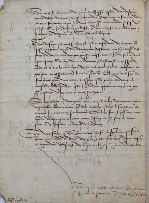 Rare lettre de Thomas Bohier à François 1er sur la reconstruction de Fontarrabie.