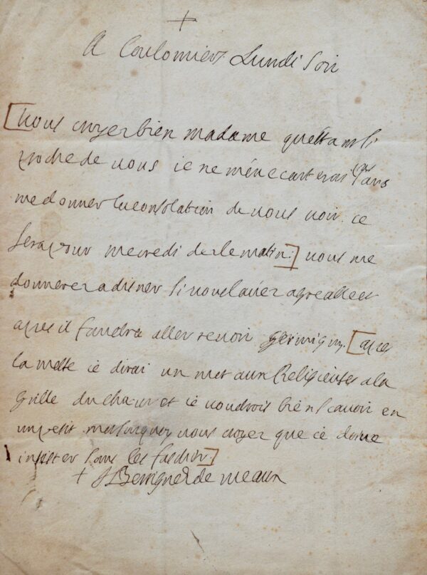 Bossuet rend visite à l'abbaye de Faremoutiers.