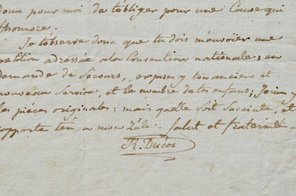 Lettre patriotique de Roger Ducos du 1er thermidor an 2.