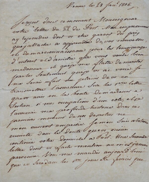 Lettre du mécène de Beethoven, le comte Andreï Razoumovsky
