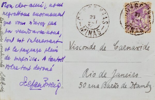 L'une des dernières lettres de Stefan Zweig et Lotte écrite du Brésil.