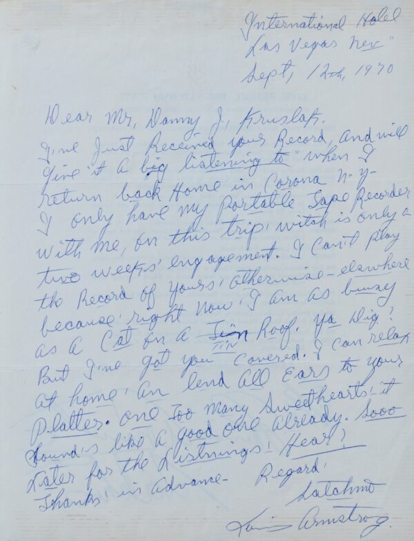 Louis Armstrong attentif aux nouveaux talents