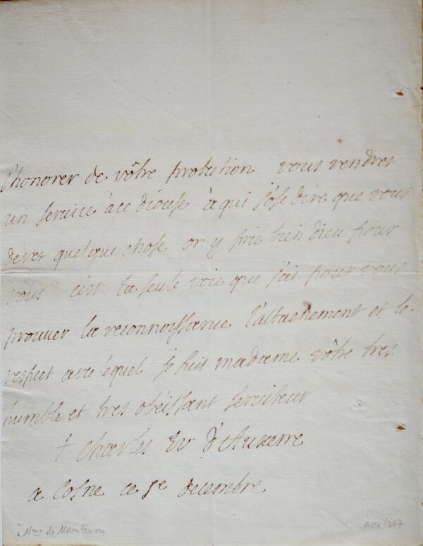 Deux lettres de l'évêque d'Auxerre à Madame de Maintenon