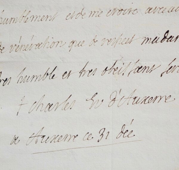 Deux lettres de l'évêque d'Auxerre à Madame de Maintenon