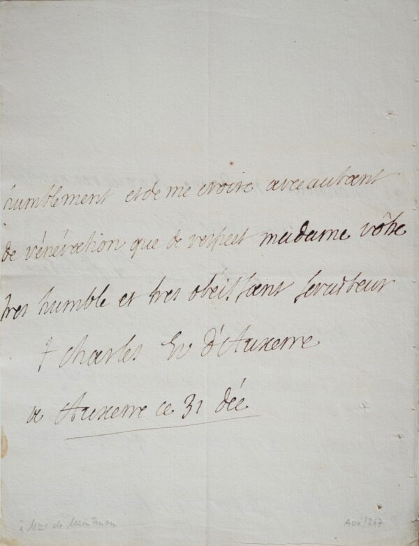 Deux lettres de l'évêque d'Auxerre à Madame de Maintenon