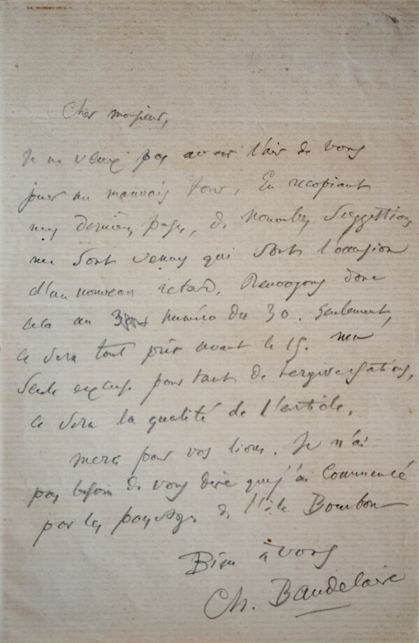 Baudelaire tarde à terminer son article consacré à Guys