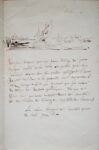 Jolie lettre de Félix Ziem illustrée d'un croquis de la lagune de Venise