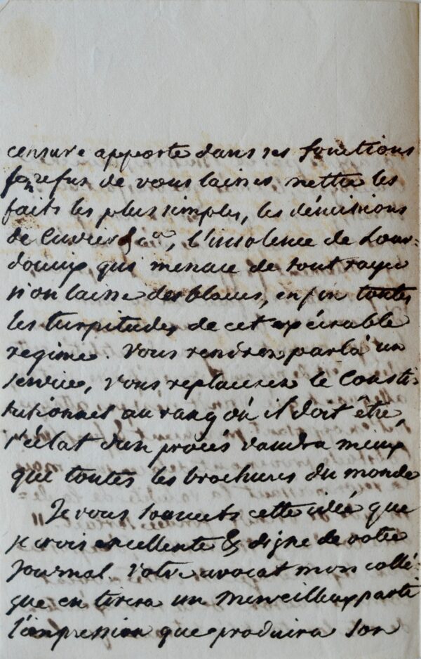 Benjamin Constant se bat contre la censure