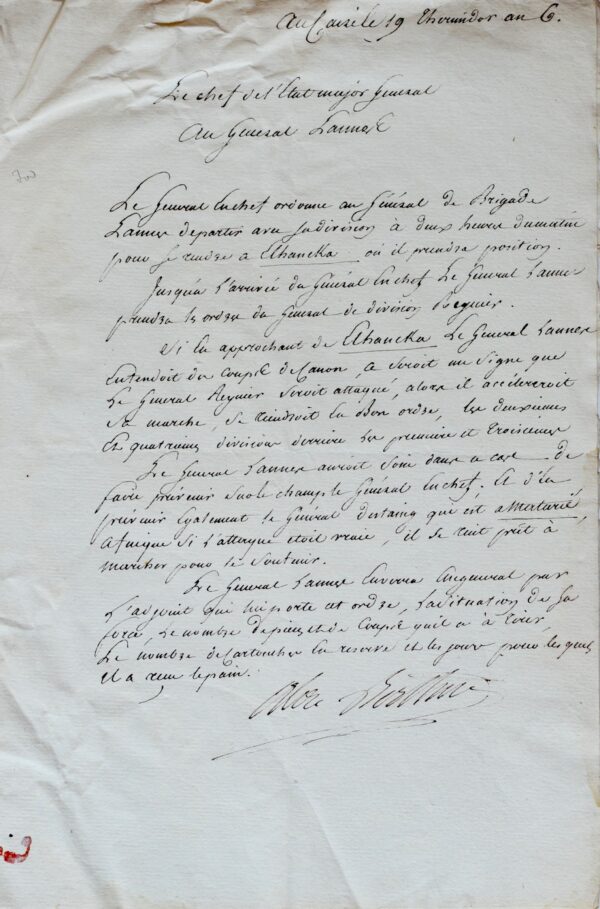 Berthier donne ses instructions à Lannes pendant la campagne d'Egypte