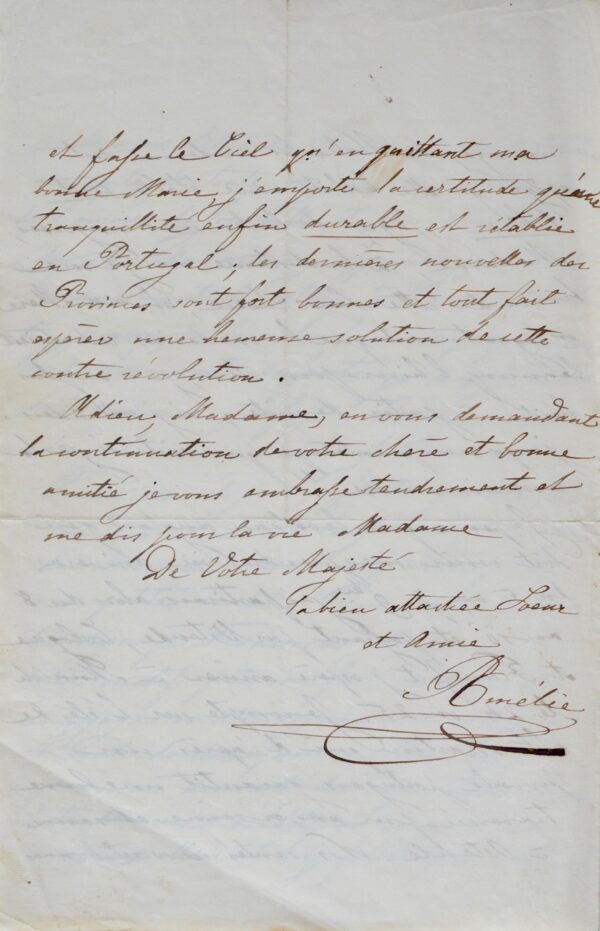 L'impératrice Amélie du Brésil écrit à la reine Marie-Amélie