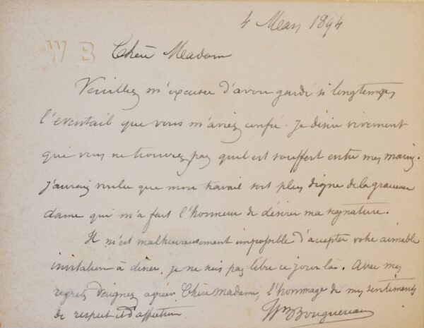 Bouguereau évoque ses travaux