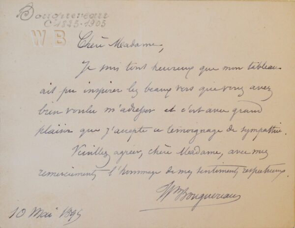 Bouguereau évoque ses travaux