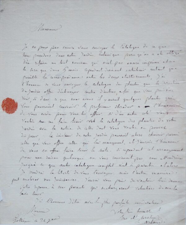 "La Reine d'Angleterre a envoyé à Gottingen la plus grande partie des plantes rares qu'elle cultive "