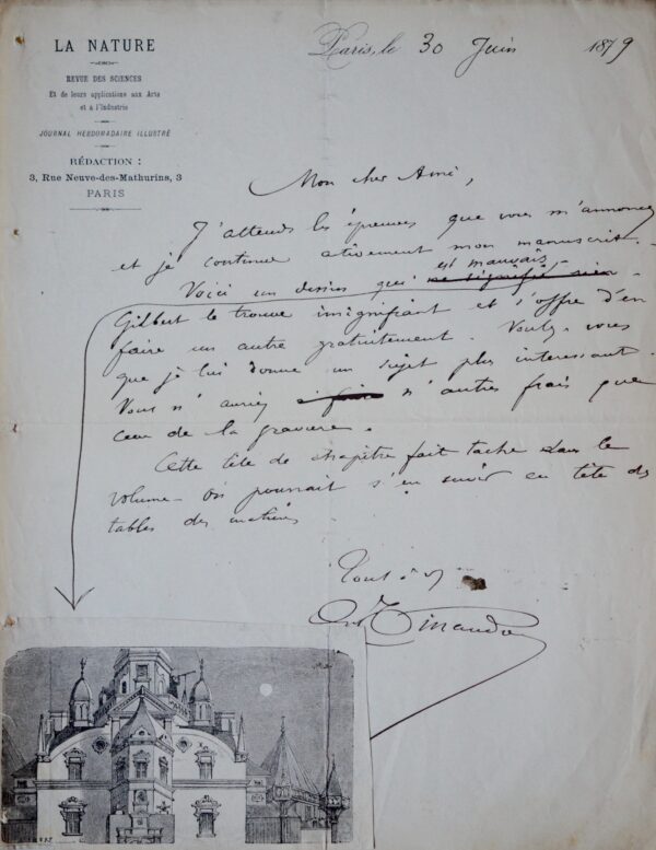 Correspondance de Gaston Tissandier avec Maurice Dreyfous