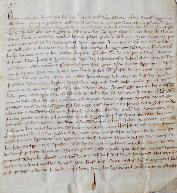 Parchemin daté de 1297, en français