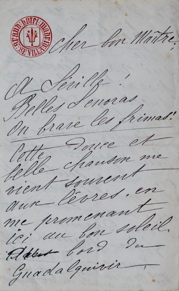 La soprano Emma Calvé écrit à Jules Massenet