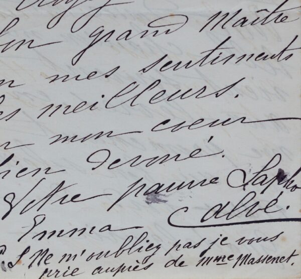 La soprano Emma Calvé écrit à Jules Massenet