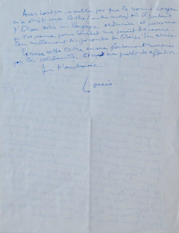 Aragon à Georges Besson : sa maladie, Boudaille, Courbet, Elsa, Bernard Lorjou, etc.