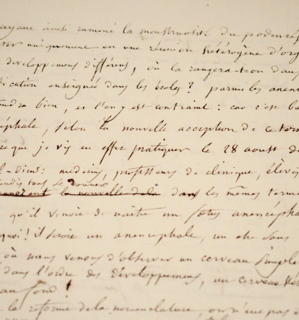 Étienne Geoffroy Saint-Hilaire, manuscrit de tératologie