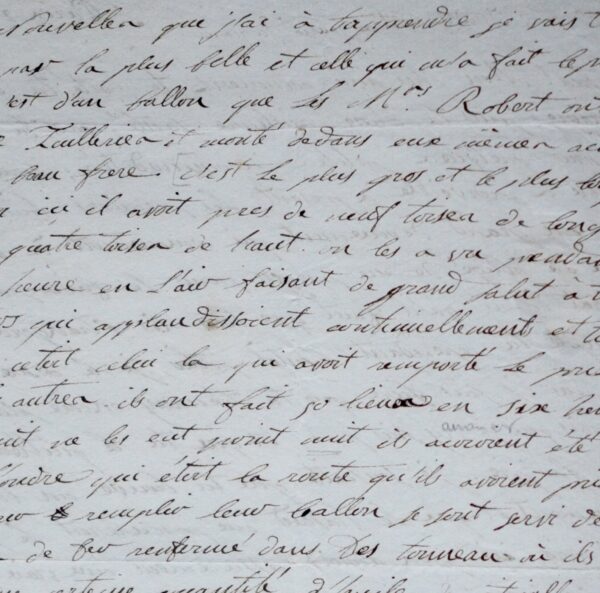 [Aérostation] 1784 : témoignage d'un départ de ballon des Frères Robert