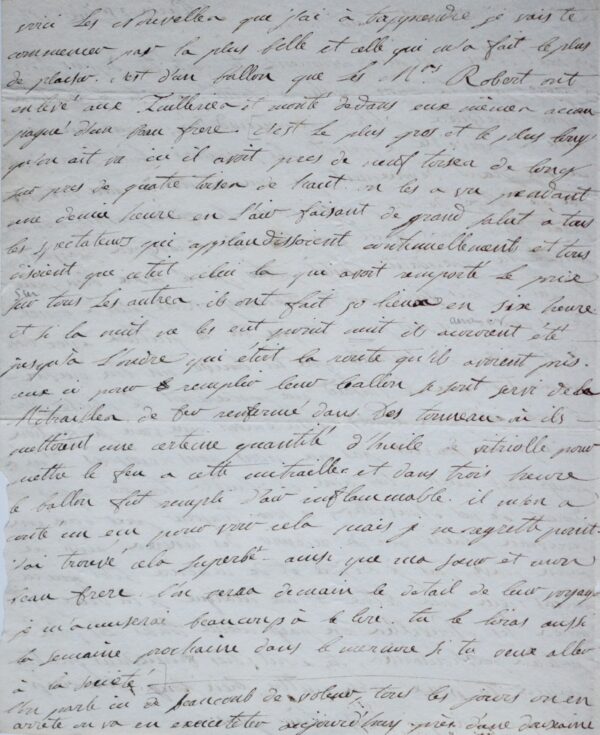 [Aérostation] 1784 : témoignage d'un départ de ballon des Frères Robert