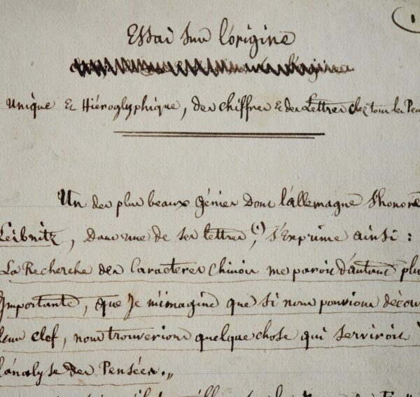 Manuscrit complet de l'ouvrage de Paravey sur les origines hiéroglyphiques