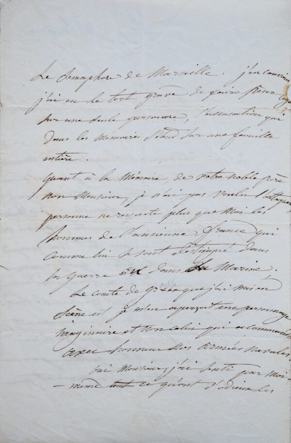 Longue et belle lettre d'excuses de Louise Colet