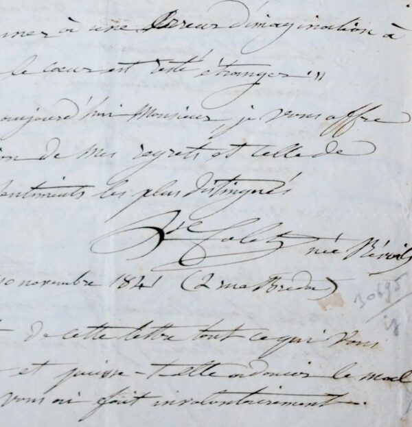 Longue et belle lettre d'excuses de Louise Colet