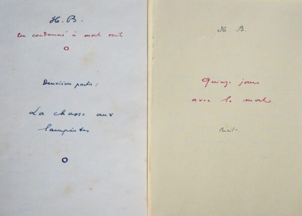 Henri Béraud : manuscrit de Quinze jours avec la mort et documents