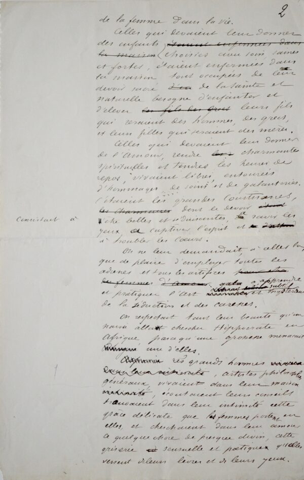 Manuscrit de la préface de Manon Lescaut, par Maupassant