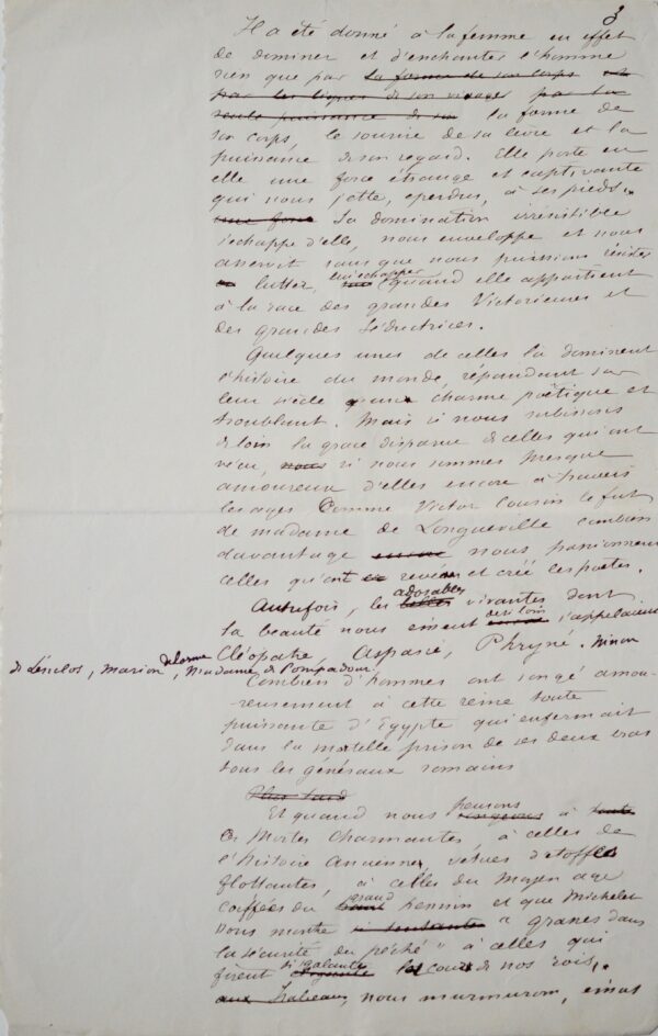 Manuscrit de la préface de Manon Lescaut, par Maupassant
