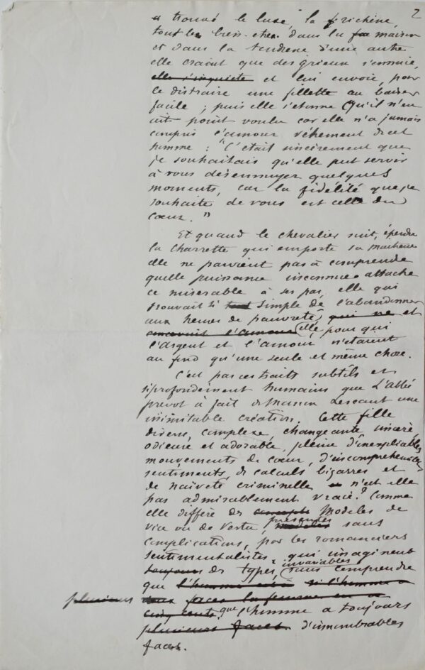 Manuscrit de la préface de Manon Lescaut, par Maupassant