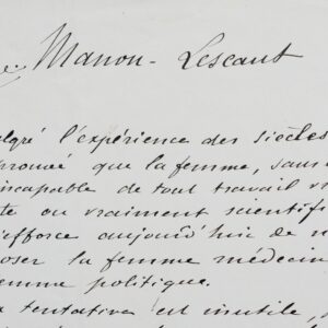 Manuscrit de la préface de Manon Lescaut, par Maupassant