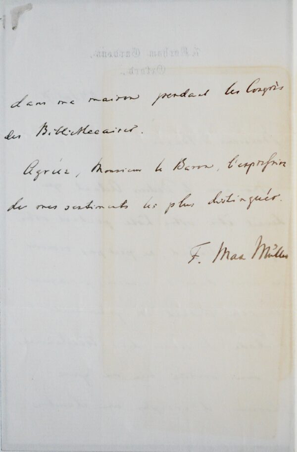 Max Müller héberge le baron de Watteville