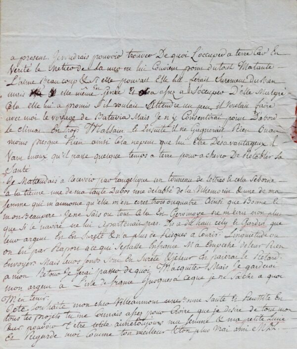 Très intéressante lettre du navigateur Pierre Magon de Lépinay, sous la Révolution