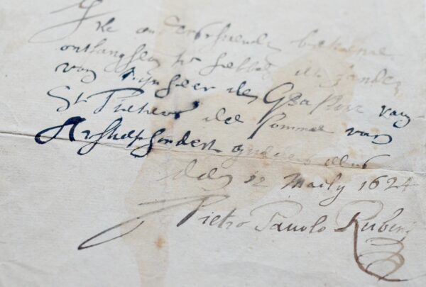 Rarissime reçu autographe de Rubens