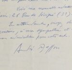 Belle lettre d'André Masson à Tony Curtis